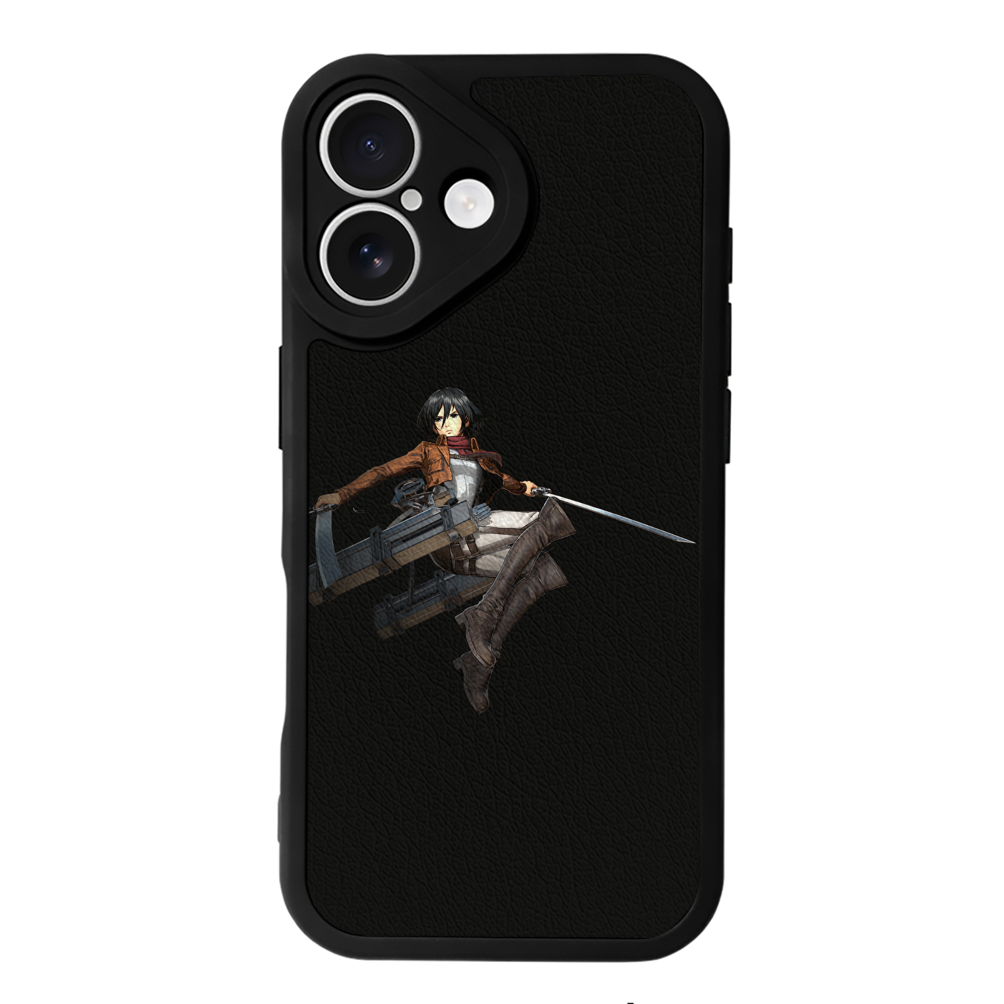 （画像用） 進撃の巨人 ミカサ·アッカーマン Attack on Titan Mikasa Ackerman 【iPhone 16シリーズ対応】シリコンスマホケース（レザー調） 材質：シリコン